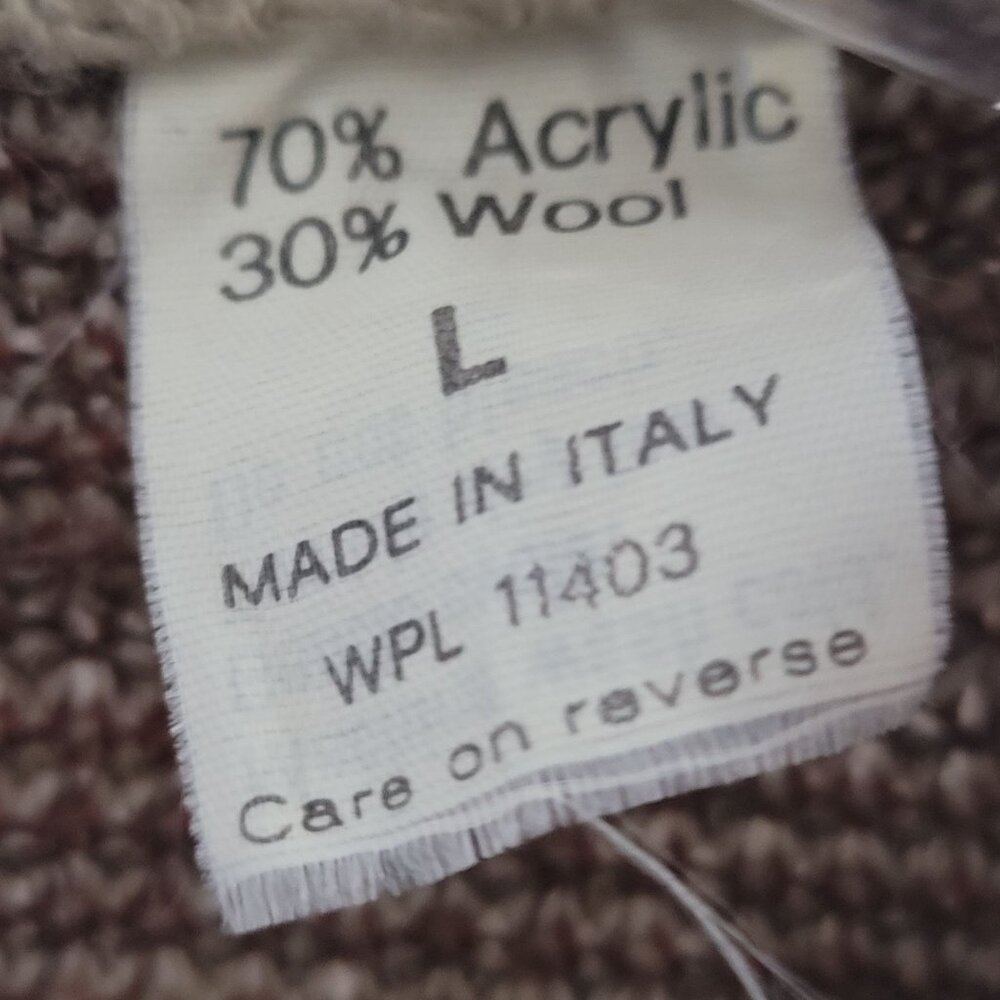 VTG The Italian Sweater Co Men's Brown Geometric Knit Crewneck Sweater Size L - Picture 9 of 9